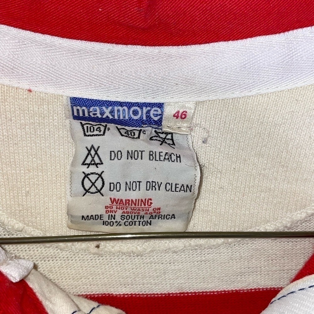 Rare Vintage Maxmore Floral Stripe Rugby Long sleeve Shirt 80s Size 46 - Picture 8 of 12